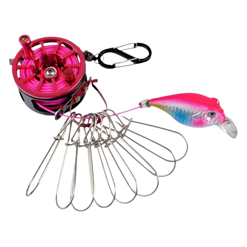 Ailuya estilo japonés retráctil con ruedas de bloqueo de pescado de acero inoxidable hebilla de pescado vivo balsa de Pesca de Mar de agua dulce equipo de pesca