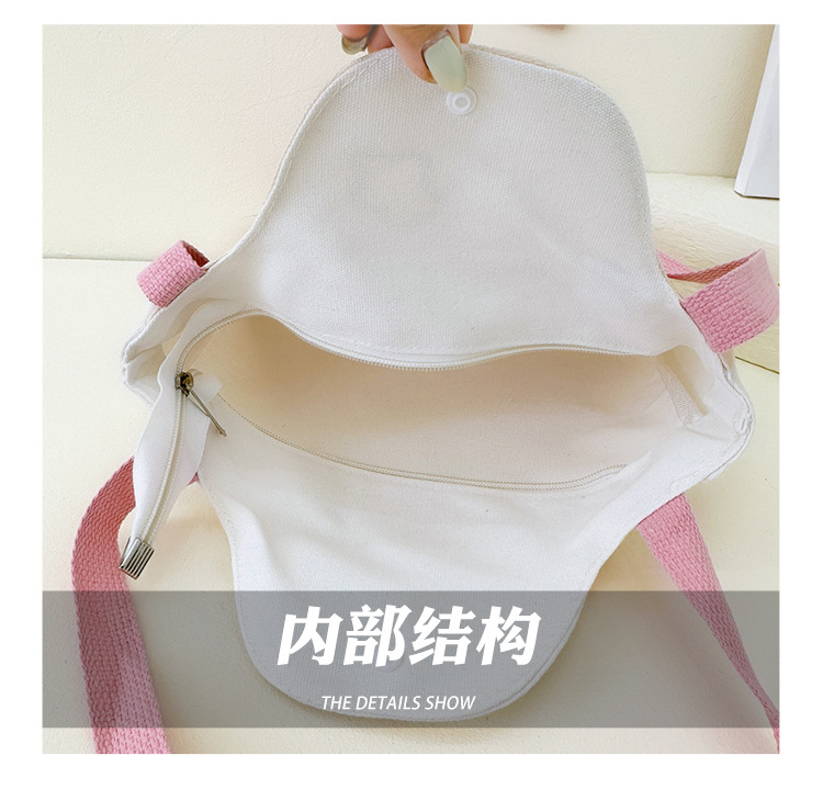 Wholesale cartoon canvas bags, female student tutorial bags, Japanese-style illustration large-capacity single-shoulder bags, cute hand-carry bags undefined