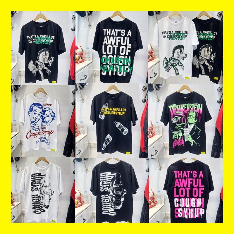 Cross-Border High-Quality European and American Short-Sleeved That's a Awful Lot of Cough Syrup Pure Cotton T-Shirt