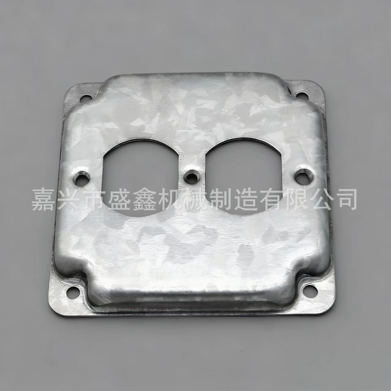 美标正方形插座盒盖板8371镀锌金属接线盒盖板 四方形带2插孔盖板