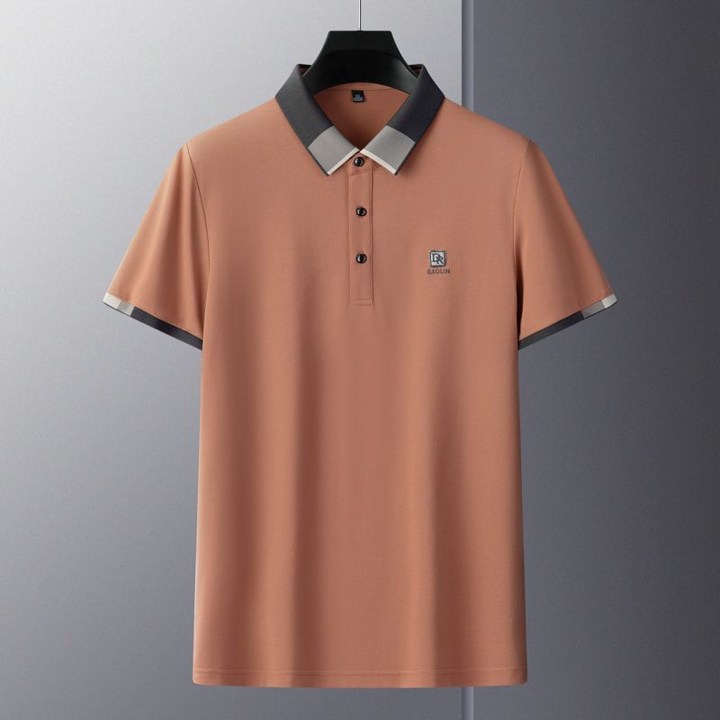 Nuevo Polo guapo de los hombres de verano que cose la Camiseta de algodón mercerizado de los hombres de moda flojos cómodos guapos