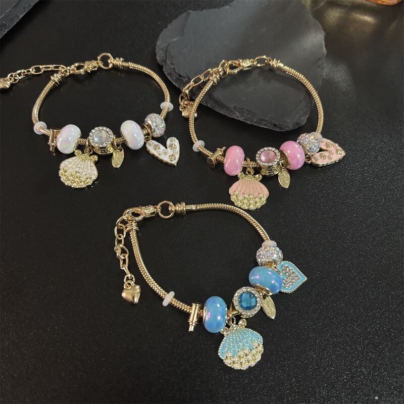 New Scallop Love Pendant Charm Bracelet DIY Beads Ladies Daily Wear Bracelet Wholesale