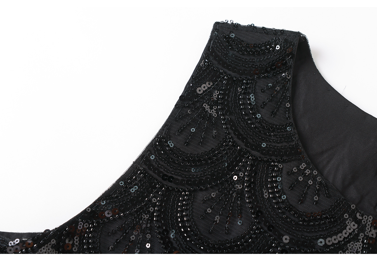 Áo hai dây nữ đính cườm sequin cao cấp phong cách Pháp — màu đen chi tiết 26
