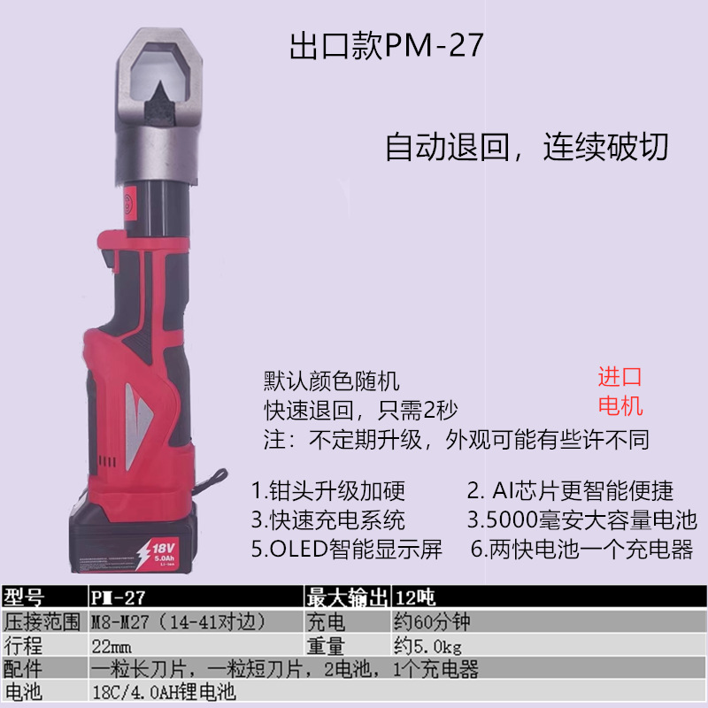 Cortador de Tuercas Hidráulico Eléctrico EC-2432 Recargable para Tuercas Oxidadas