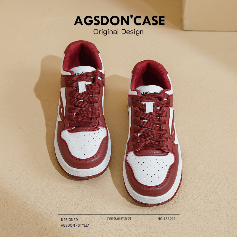 Zapatillas deportivas para mujer Augusden, nueva colección primavera 2026, estilo americano, color rojo, informales, deportivas, con suela gruesa, blancas.