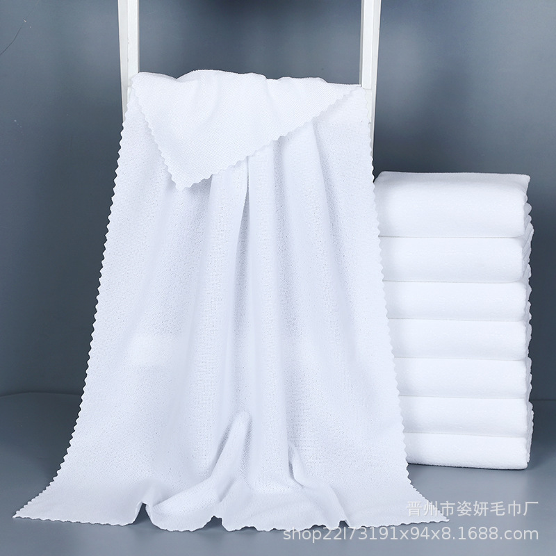 Large Hotel Bath Towels Wholesale, Customizable with Logo, Thick White Disposable Bath Towels for Bathhouses and Guesthouses