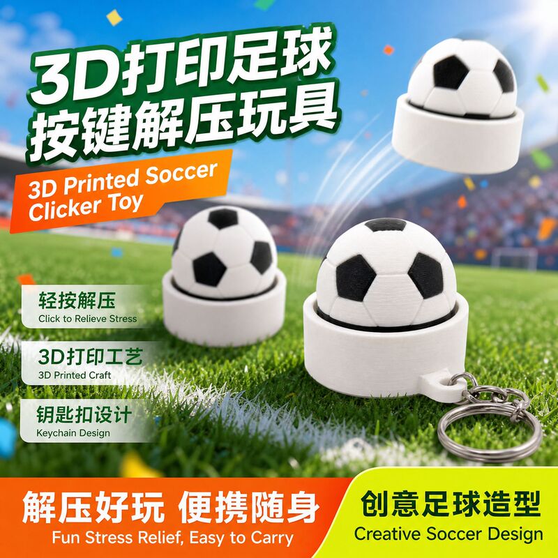Cross-Border Popular 3D Printed Football-Shaped Stress-Relief Toy Creative Pendant Keychain Small Ornament Cross-Border Popular 3D Printed Football-Shaped Stress-Relief Toy Creative Pendant Keychain Small Ornament
