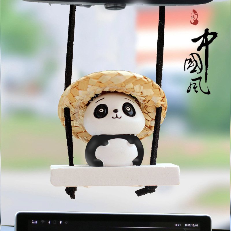 Nuevos productos colgantes para automóviles, adornos para automóviles, lindos espejos retrovisores panda para automóviles, accesorios para automóviles, adornos al por mayor