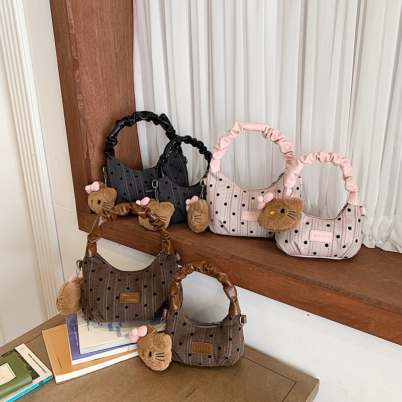 Children's bag, Korean style, women's model, 2026 new trendy autumn casual polka dot design, parent-child matching, lightweight shoulder bag for shopping