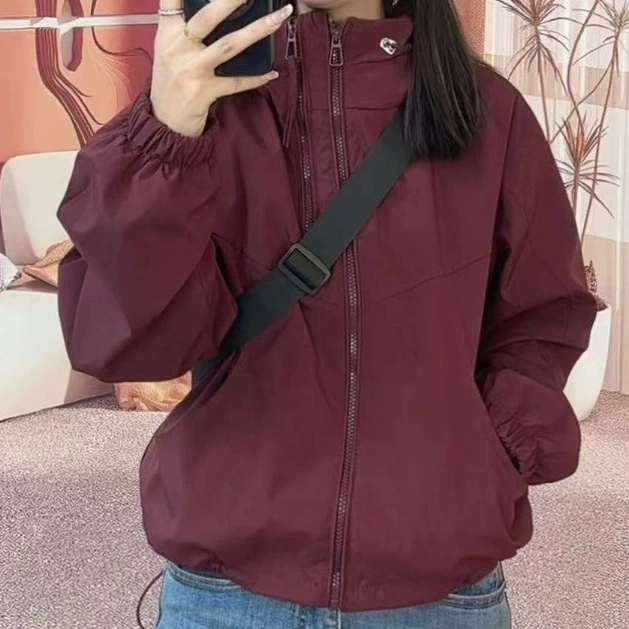 Двойная куртка-молния куртка женская 2025 новый с капюшоном модный дизайн свободная, дикая корейская куртка топ
