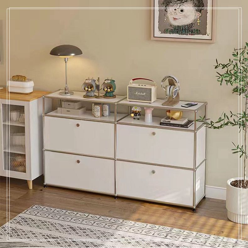 Simple Modern Mid-Century Stainless Steel Tv Cabinet Storage Module Living Room Ins Minimalist Drawer Cabinet Combination Sideboard