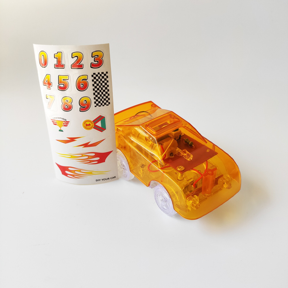 Eléctrico transparente 5-luz caramelo coche muñeca emisora de luz carril accesorios de juguete luz coche de policía ingeniería coche suministro transfronterizo