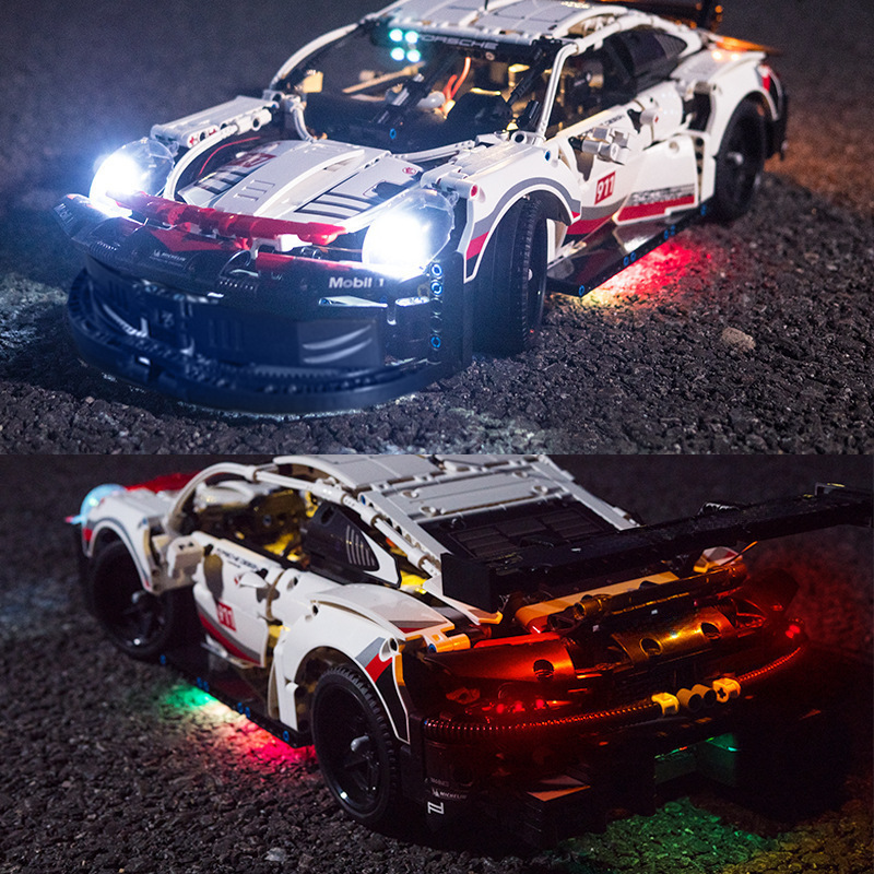 Cross-border black samurai Bao Shijie 911RSR compatible con bloques de construcción de Lego modelo de automóvil deportivo ensamblado control remoto coche de carreras briy