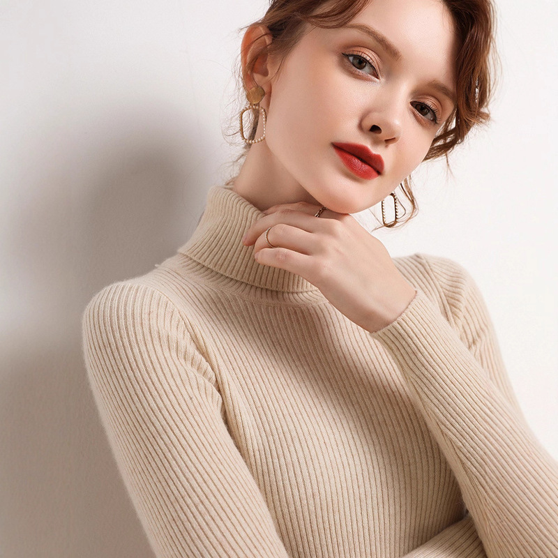 Casual Elegant Turtleneck Knitwear for Women in Autumn and Winter Slim Short Pullover Tight Inner Wool Bottoming Long-Sleeved Knitwear Casual Elegant Turtleneck Knitwear for Women in Autumn and Winter Slim Short Pullover Tight Inner Wool Bottoming Long-Sleeved Knitwear