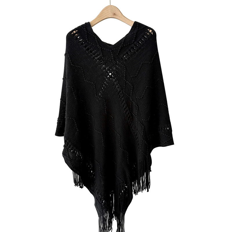 Nuevo color sólido de punto la borla mantón del Cabo las mujeres otoño y el invierno estilo Coreano versátil grueso suéter caliente capa Cabo