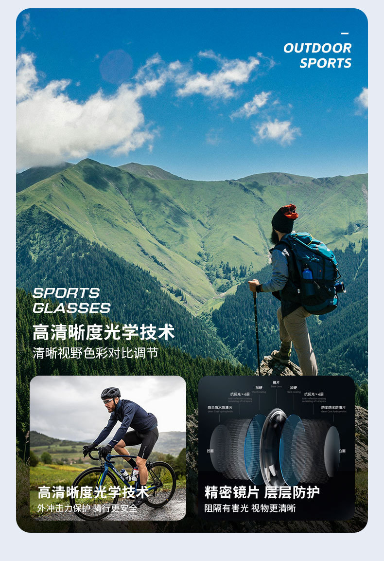 Grenzüberschreitende Direktversorgung polarisierte Sonnenbrillen UV-Schutz Europa Amerika Sport Outdoor Sportbrille Farbeffekt Radfahren Winddicht Bergsteigen D120