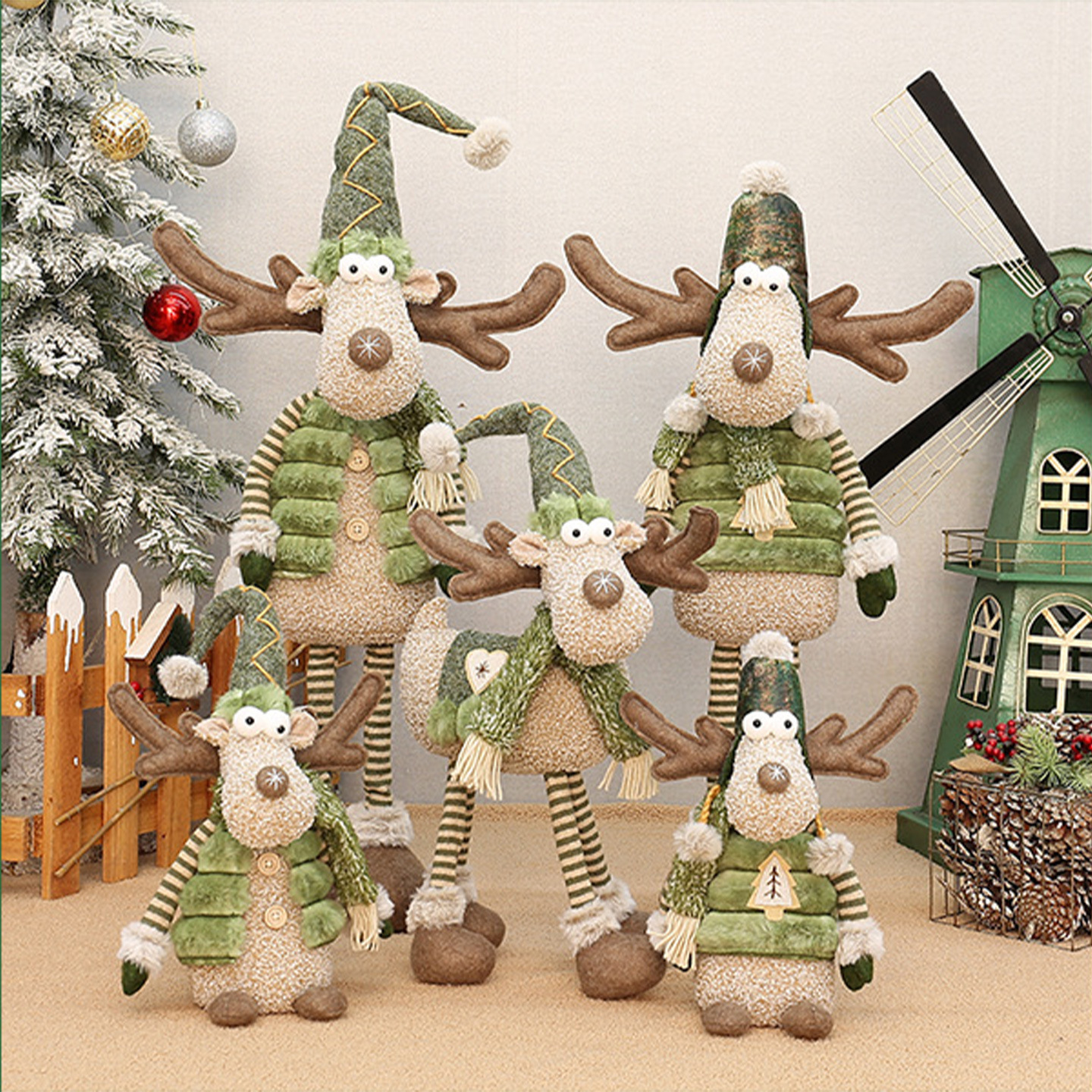 European-Style Christmas Reindeer Plush Decor – Handmade Fabric Stag Doll For Holiday Tabletop, Fireplace & Festive Gift Giving_voghion.com