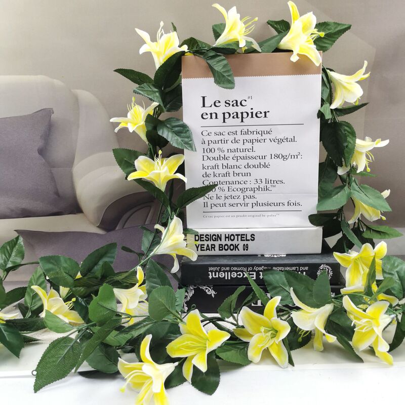 Lily Vine Artificial Flower Lily Flower Real-Life Fence Decorative Rattan Home Ceiling Pipe Winding Flower Strips