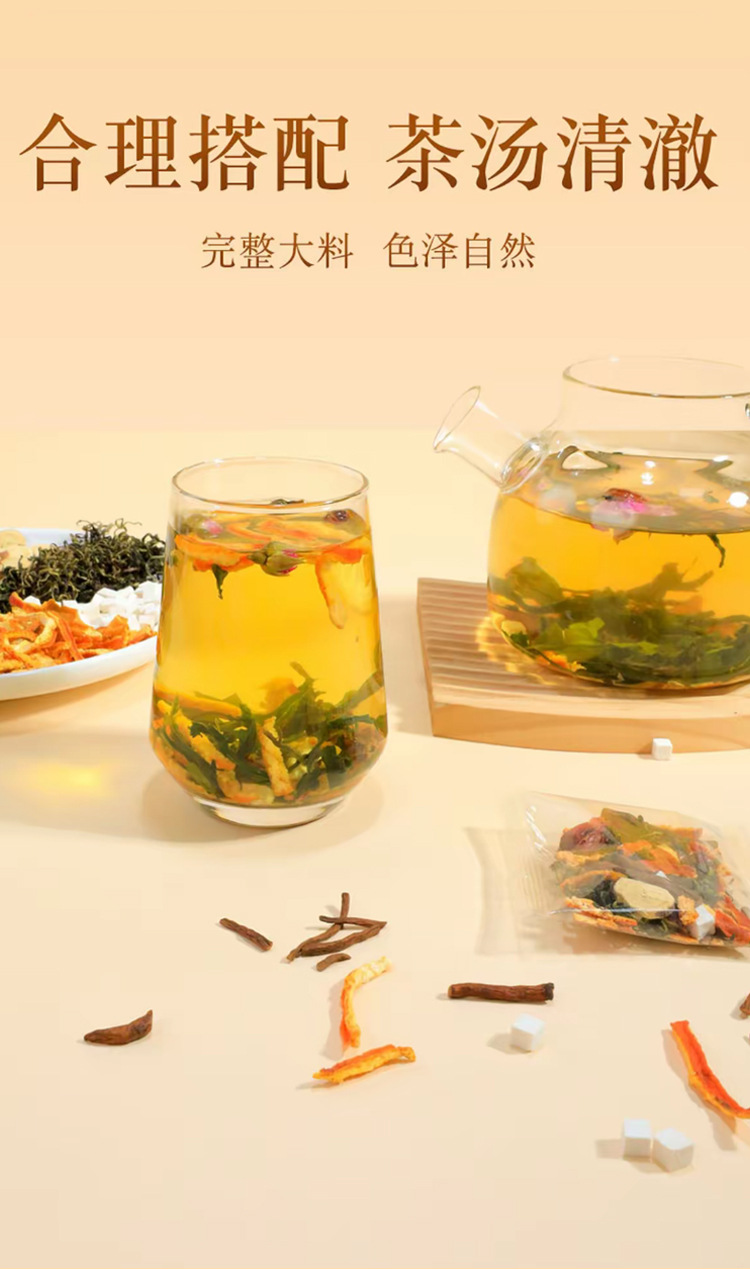 Dandelion Licorice Poria Tangerine Peel Rose Gardenia Herbal Tea Bags 100g Sugar Free Wellness Blend quality and texture