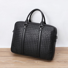 手工真编织男士手提包头层牛皮男公文包真皮单肩斜跨包男电脑包