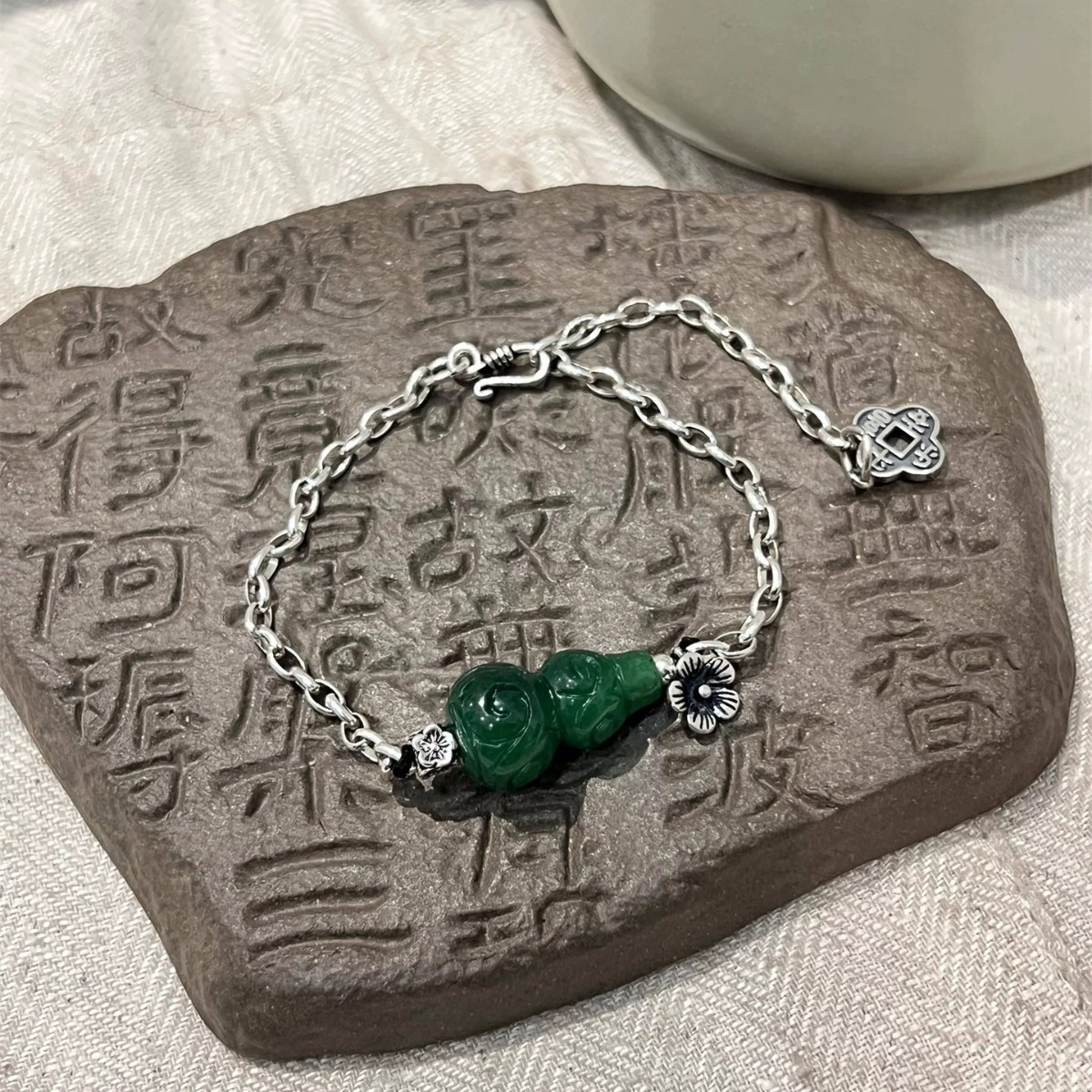 S925 Silver Dongling Jade Gourd Lucky Bracelet Women's New Chinese High-end Niche Gift Lucky Jewelry