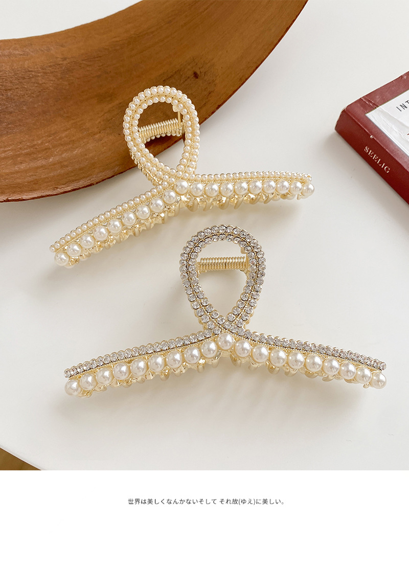 Mujeres Lujoso Geométrico Aleación Embutido Perlas Artificiales Diamantes De Imitación Garras De Pelo display picture 3