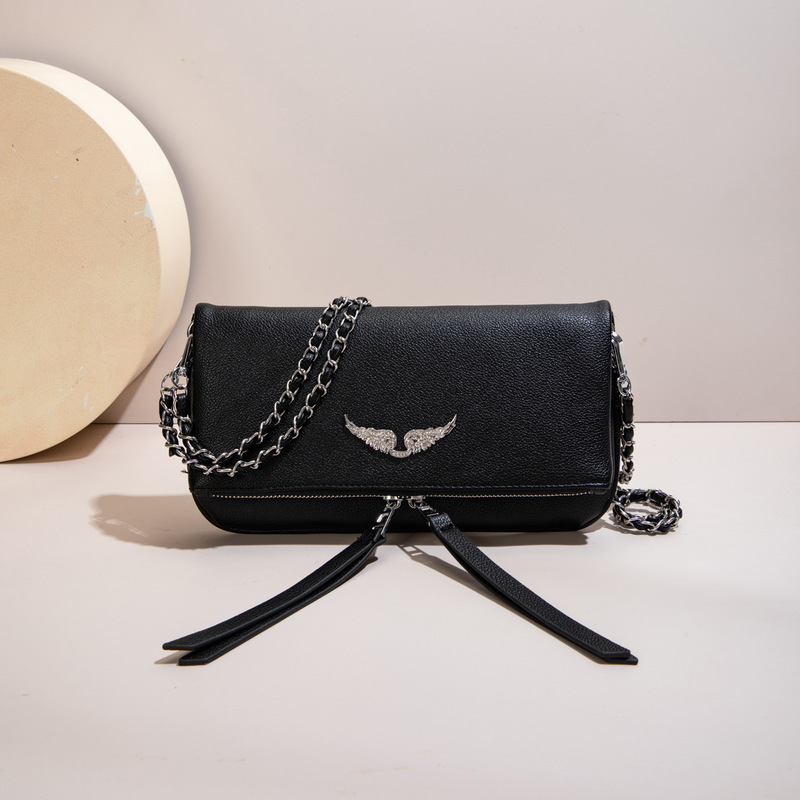 Cross-Border Niche Chain Bag New Model Zv Women's Bag with Rhinestone Wings Envelope Bag Fashionable Versatile Shoulder Crossbody Small Square Bag