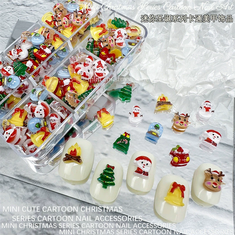 Новые мини-рождественские серии милые мультяшные маникюрные безделушки ногтей бриллианты diy украшения для волос аксессуары смолы