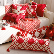 新中式马年新年装饰抱枕枕套红色高级感卧室沙发飘窗靠枕靠垫含芯