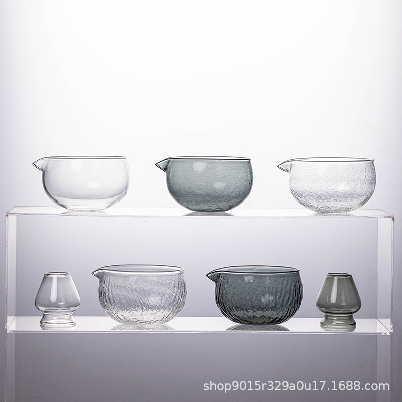 Japanese-Style Matcha Tea Set, Black Hawk-Beak Glass Four-Piece Set, Matcha-Colored Matcha Bowl, Ceramic 100-Pronged Tea Whisk, Color Box