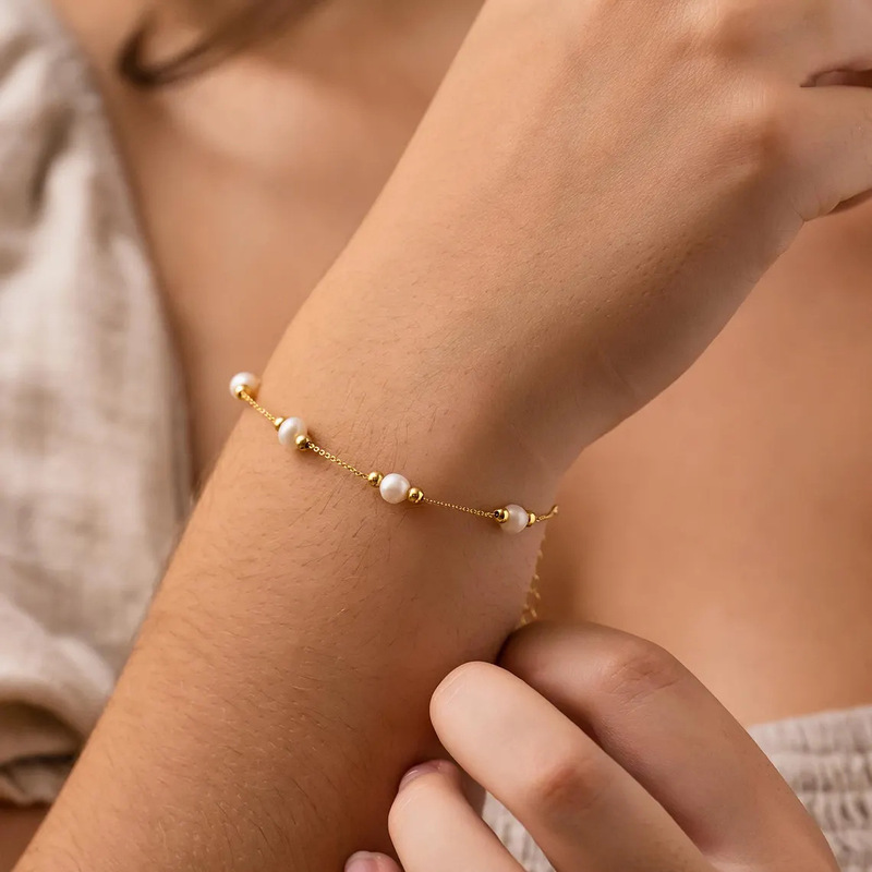 Cross-Border Etsy Amazon Freshwater Pearl Bracelet Women's Jewelry Personalized Versatile Forest Style Gift for Girls Ins