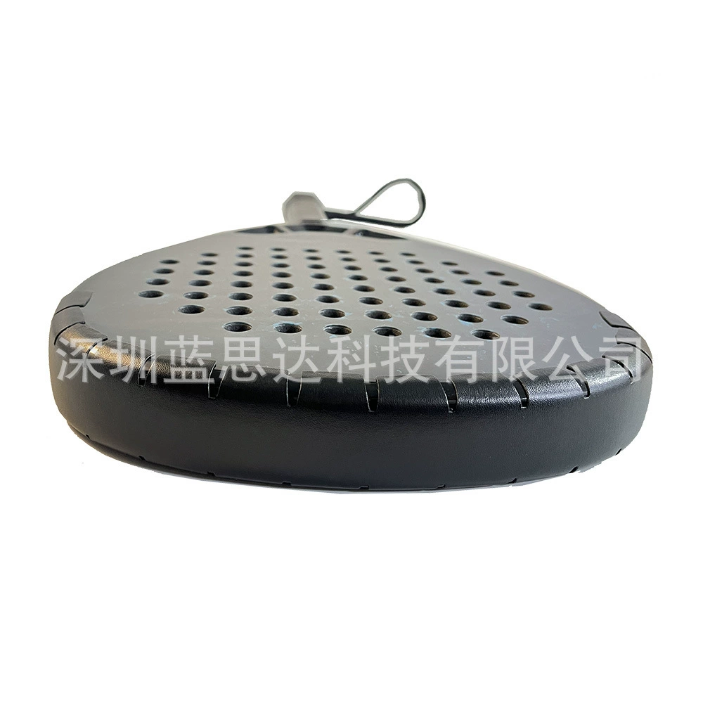 Black polyurethane beach tennis protective racket, storage system, barrel head impact