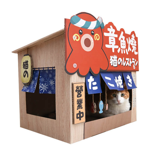 MISSPET Large Japanese Style Cat Scratching Board Cat House Japanese Style Double Decker Cat Jumping Platform Pet Supplies Cat Toys