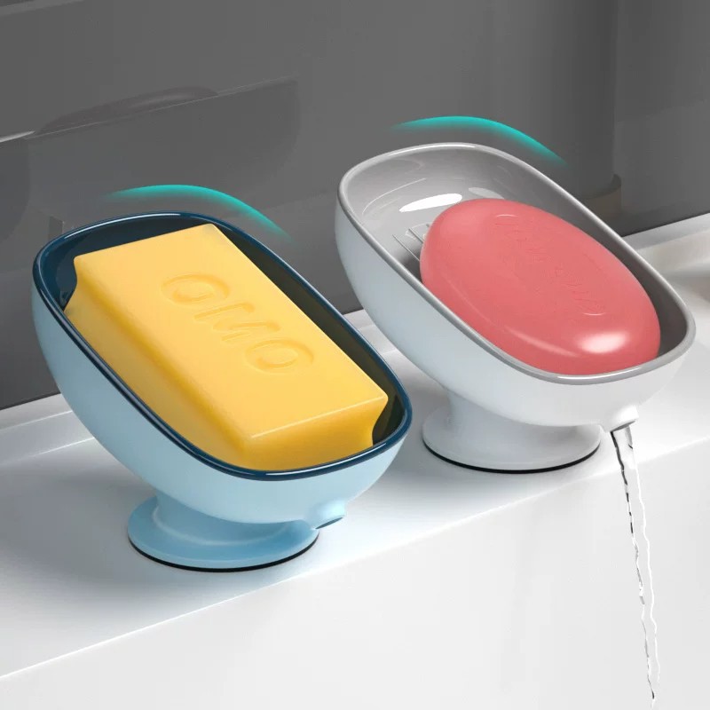 Soap box for home use, wall-mounted, water-draining, no water accumulation, suction cup, suitable for bathroom, simple style, creative new design