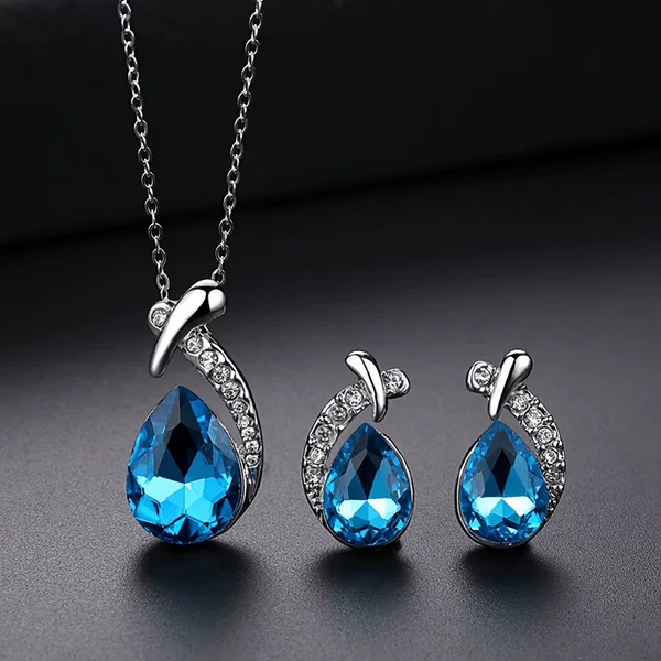 Temu Diamond-Encrusted Clavicle Necklace for Women, Austrian Crystal Necklace, Fish Beauty Set, Earrings, Accessories, Jewelry Set
