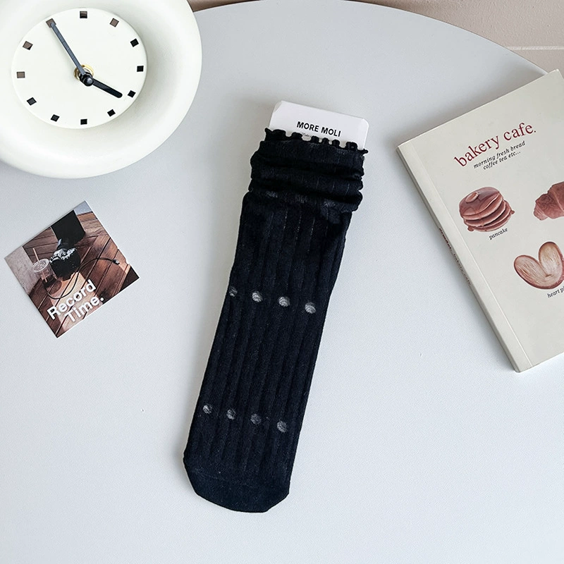 White summer thin breathable knee socks, mid-length