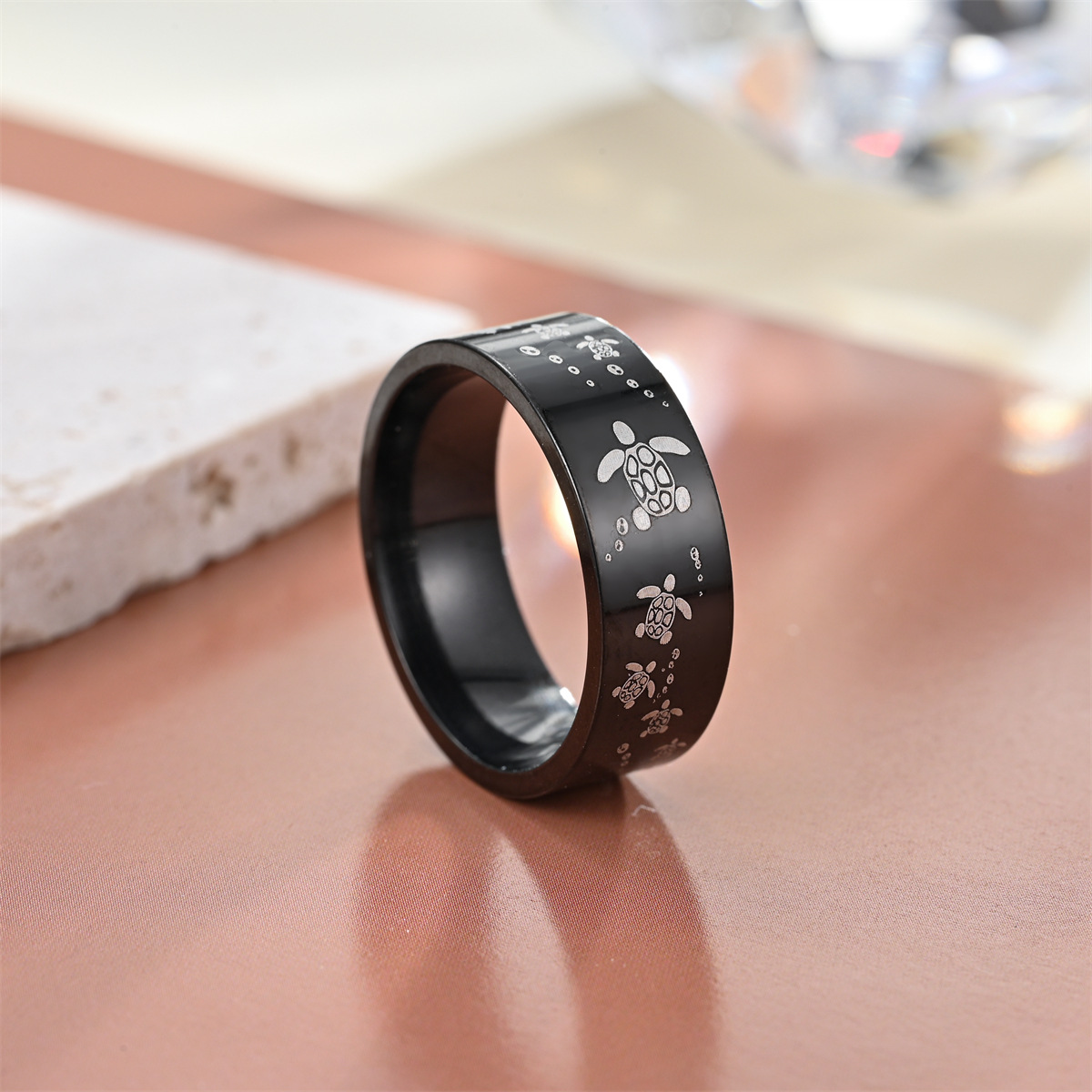 Holiday, Daily Occasion Simple Style Commute Tortoise Round Titanium Steel Unisex Rings