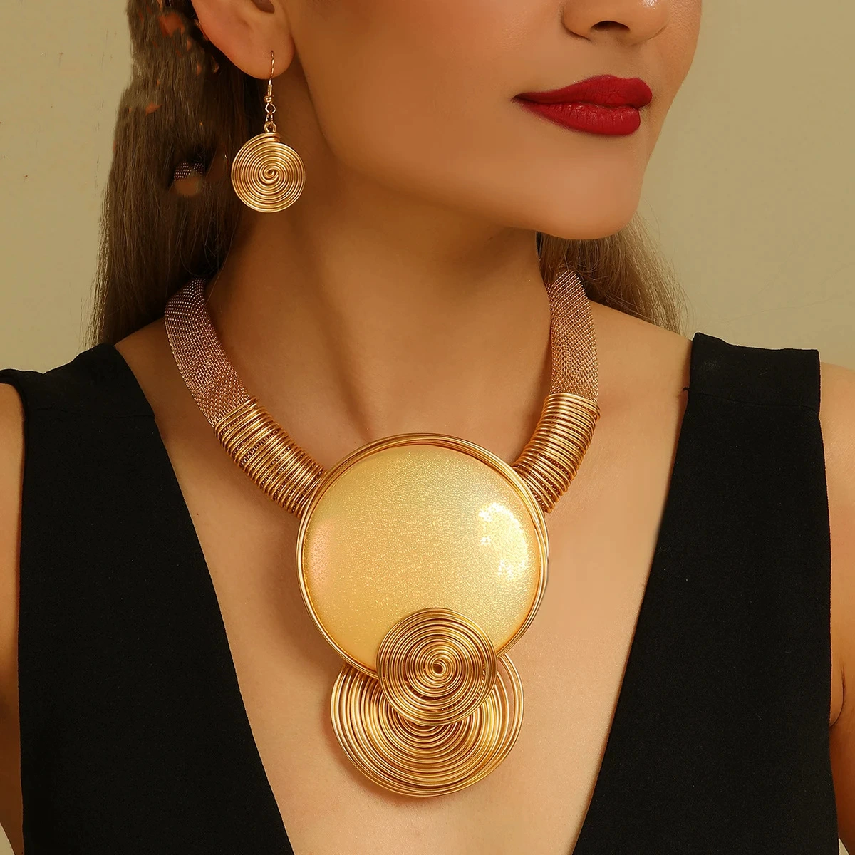 Pendant, necklace and earrings, set, accessory, European style