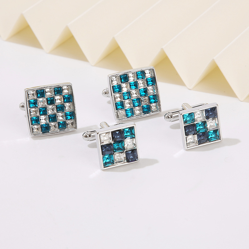New Square Color Diamond Zircon Cufflinks Fashion Men's Shirt French Cufflinks_voghion.com