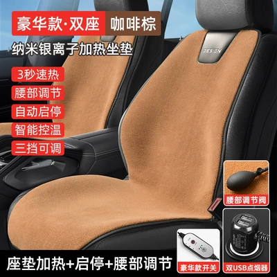 Silver ion car heating: Multi-function pad - brown-two-seats-heating-automatic-start-and-stop-12v-24v-universal-timing-air-bag