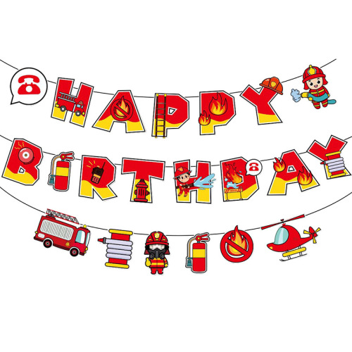 Cross-border children's happy birthday decoration cartoon letter pull flag racing dog theme decoration paper pull flag