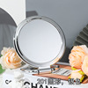 Square round silver handheld dressing table, folding double-sided mirror