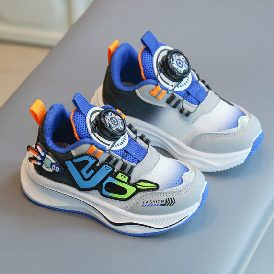 Children's sneaker 2024 spring and autumn boys' casual shoes rotating button girls' running shoes breathable baby mesh shoes single