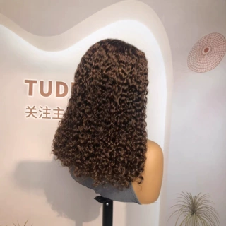 5*5brown water curly300 densitySuper Double 真人发假发头套