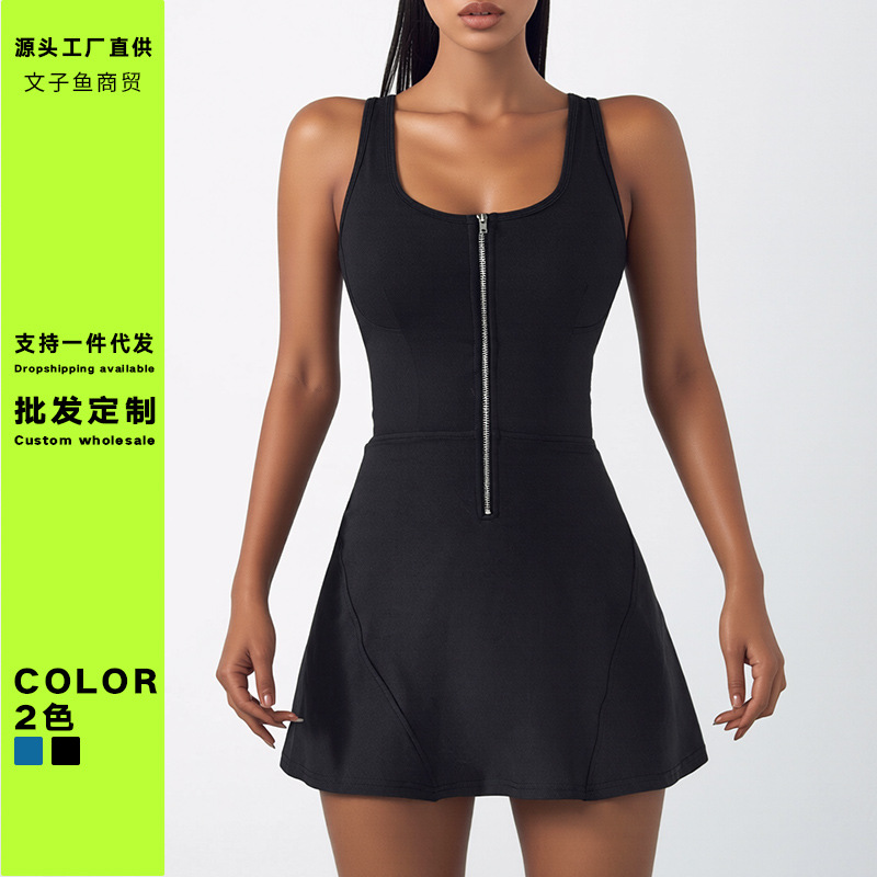 Wenziyu seamless anti-exposure sports dress for outdoor yoga, running, fitness, golf, and tennis