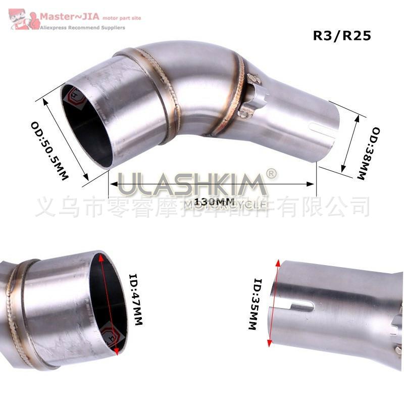 Motorcycle sports car connecting pipe YZF MT03 R3 R25 modified stainless steel front exhaust pipe 51MM universal