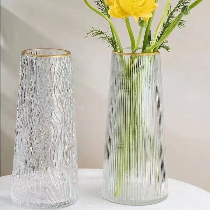 Vaso de vidrio transparente creativo de escritorio de agua rosa flor