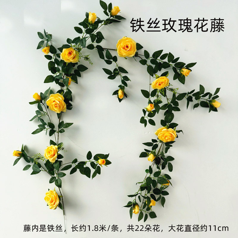 仿真黄色玫瑰花藤玫瑰的故事场景布置商场打卡拍照背景墙活动装饰|undefined