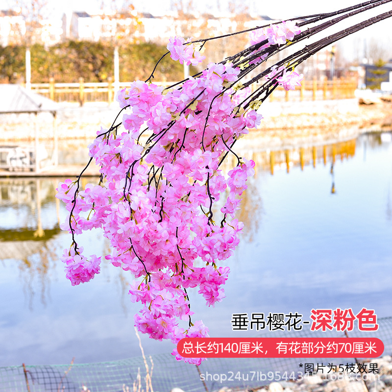 Simulación de flores de cereza flores de melocotón flores de pera flores de ciruela flores de bodas flores falsas vid decoración jardín balcón red de manglares paisaje de pared