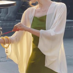 夏の女性用フェアリーテンセル日焼け止め服、チャイナドレススカート、小さなショール、チュールカーディガンジャケット、通気性のあるブラウス